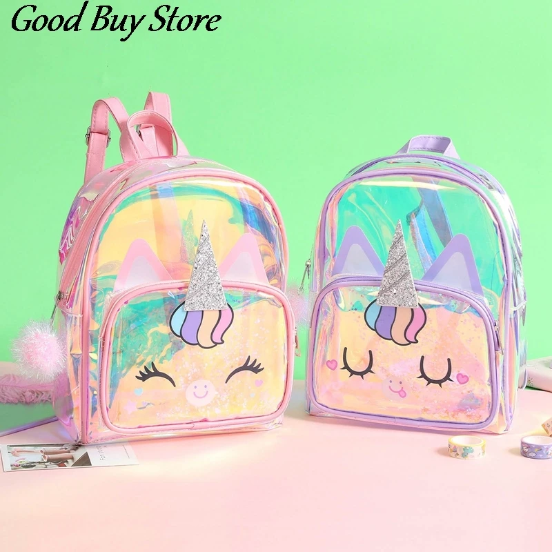 Transparant Jelly Rugzakken Kinderen Eenhoorn Schooltas Glitter Pailletten Rugzakken Purse Kids School Tassen Meisjes Satchel Mochila