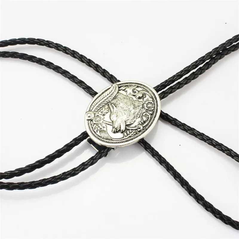 New American Western คาวบอยหมาป่าหัว Bolo Tie Tie ฤดูร้อนเสื้อ Bolo Tie คลิป