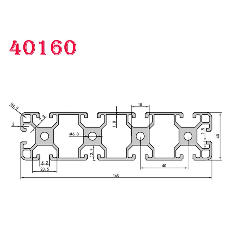 Perfil de aluminio con ranura en T 40160, perfil de aluminio estándar europeo, máquina de 100-1200mm, marco de carpintería, 1 unidad