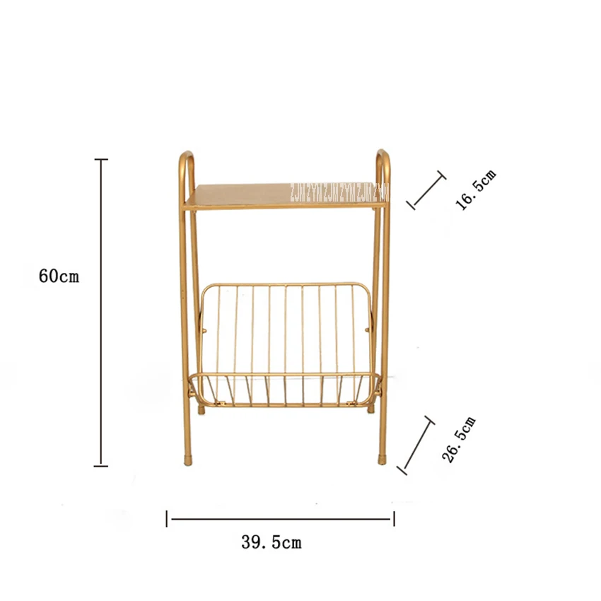 18XS185 Modern Simple Multifunctional 2-Tier lron Tea Table Bedroom Living Room Double Layer Sofa Side Table Display Stand