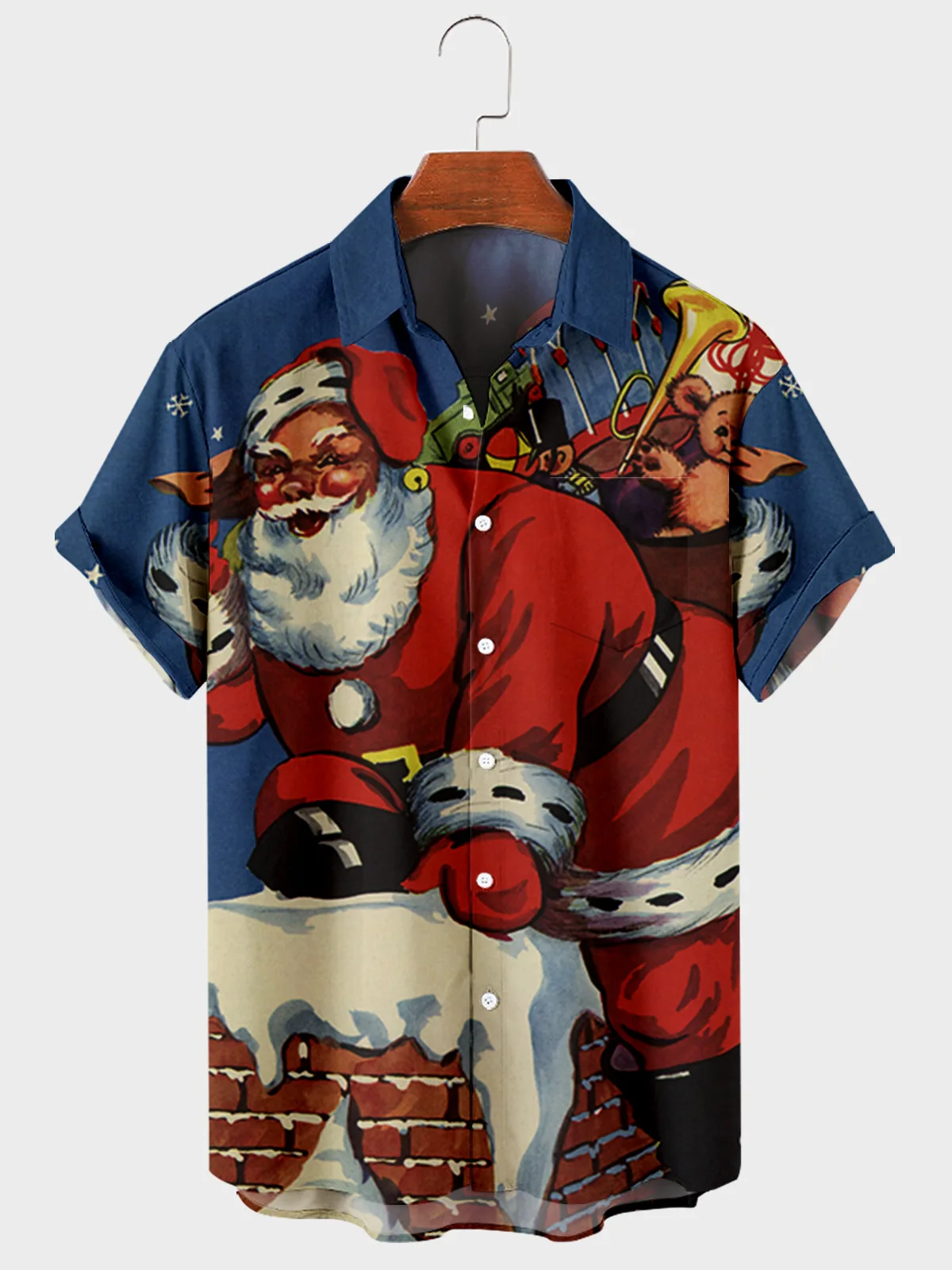 2021 New Cross Santa Claus  3d Digital Printing Trend Loose Short-sleeved Shirt Men's Top 11