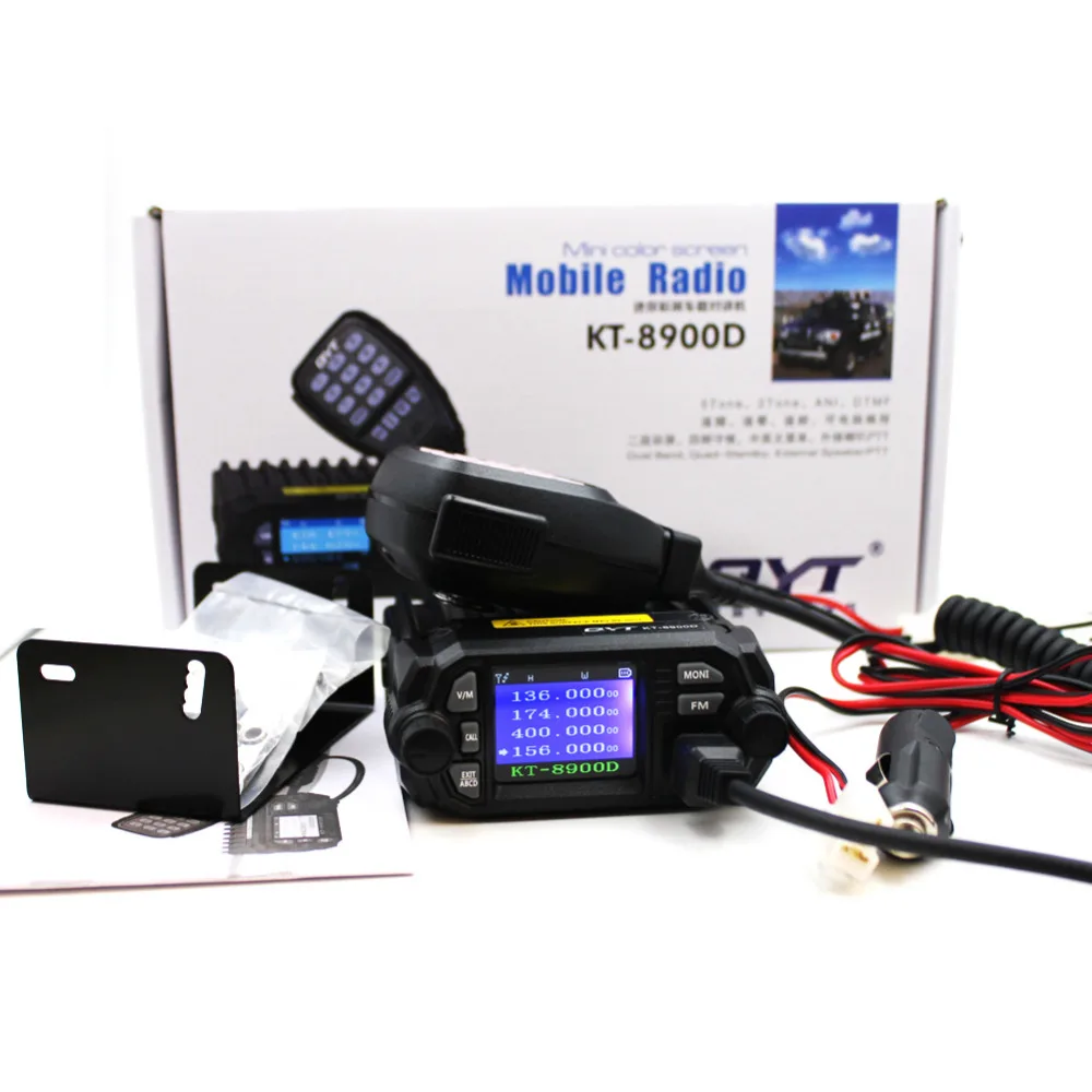 QYT-KT-8900D Mini rádio móvel, banda dupla, 136-174MHz, 400-480MHz, 25W Walkie Talkie, estação transceptora KT8900