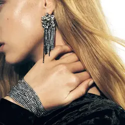 2022 Fashion Cool Sweet Style Claw Chain Tassel Earrings For Women Color Crystal Rhinestone Girls ZA Fashion Jewelry Wholesale