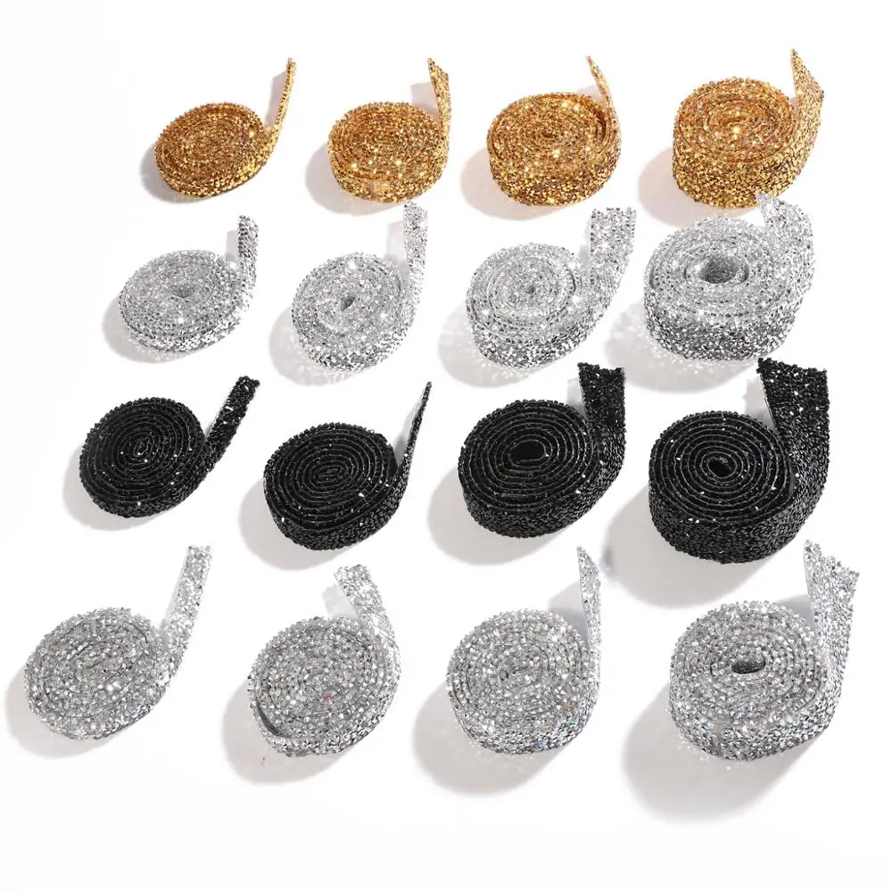 1 Yard Crystal Rhinestone Webbing Lace Tape Voile Ribbon Sewing Trim Iron OnAppliques for Dresses
