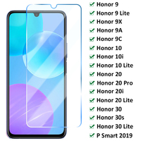 Full Protective Glass For Huawei Honor 30 20 Pro 30s Tempered Glass For Honor 9 10 Lite 20i 10i 9X 9A 9C Screen Protector Film