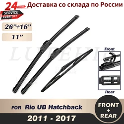 Wiper Front & Rear Wiper Blades Set For Kia Rio UB Hatchback 2011 2012 2013 2014 2015 2016 2017 Windshield Windscreen 26