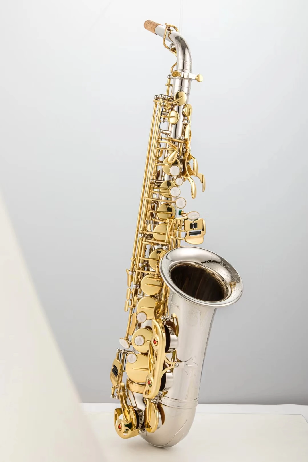 Alto Eb Tone Saxophone A-W037 Silver Plated Gold Key Sax Professional Musical Instrument With Case Mouthpiece Free Shipping