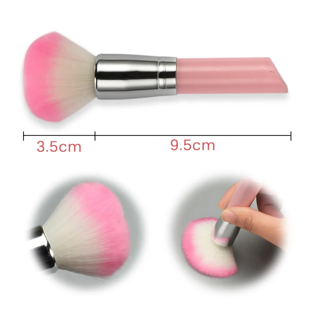 Style Cute Pink 1pc Portable Retractable Loose Powder Foundation Blush Big Round Top Cosmetic Brush Brushes Very Convenient