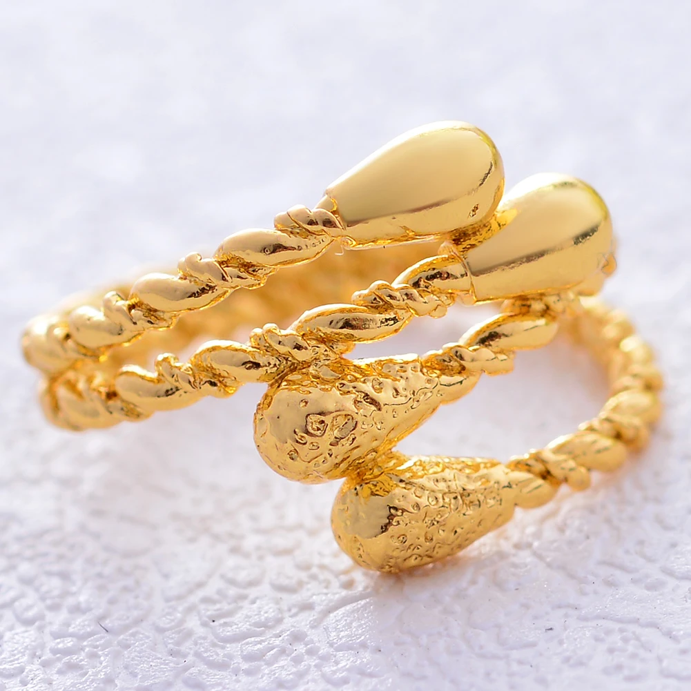 Dubai Gold Color Rings For Women African Jewelry Ethiopian Gold Color Wedding Bigger Rings Openable