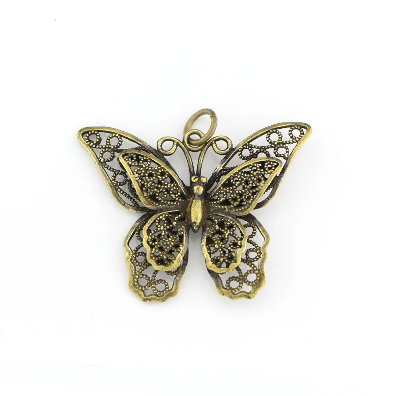 Vintage Butterfly Statue Figurine Pure Brass Charm Rich Wealth Amulet Mini Lot Pendants Keychain DIY Accessories Jewelry Making