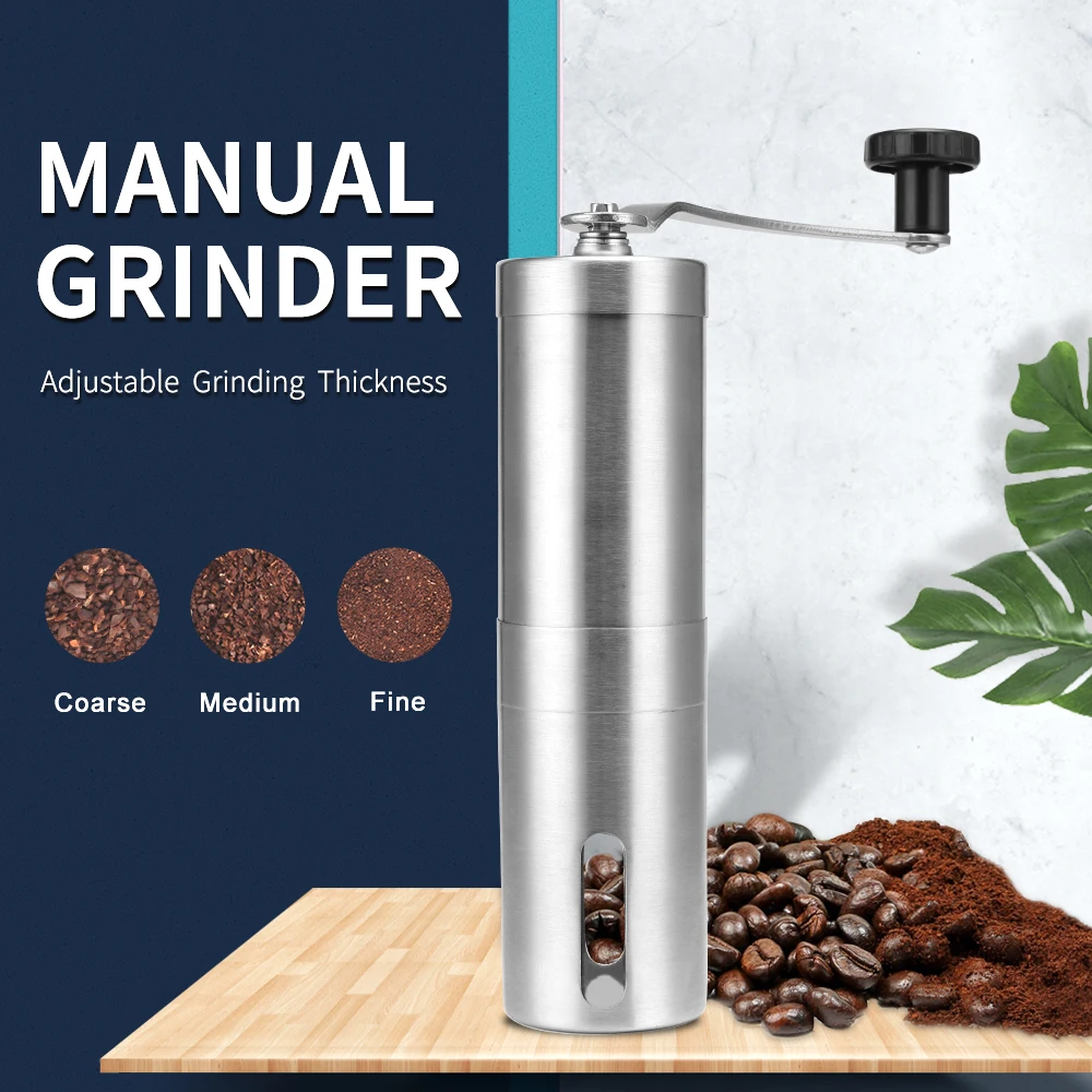 iCafilas Manual Ceramic Coffee Grinder Stainless Steel Adjustable Coffee Bean Mill Electric Beater Clean Kitchen Tools