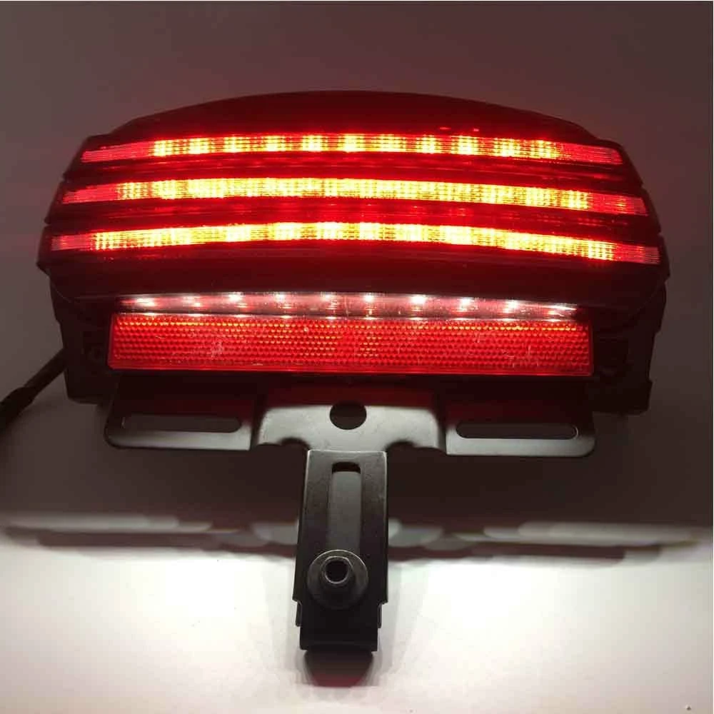 Motorcycle Tri-Bar Fender LED Tail Brake Light For Harley Dyna Fat Bob softai FXST FXSTB FXSTC FXSTS FLSTSB 2006-later