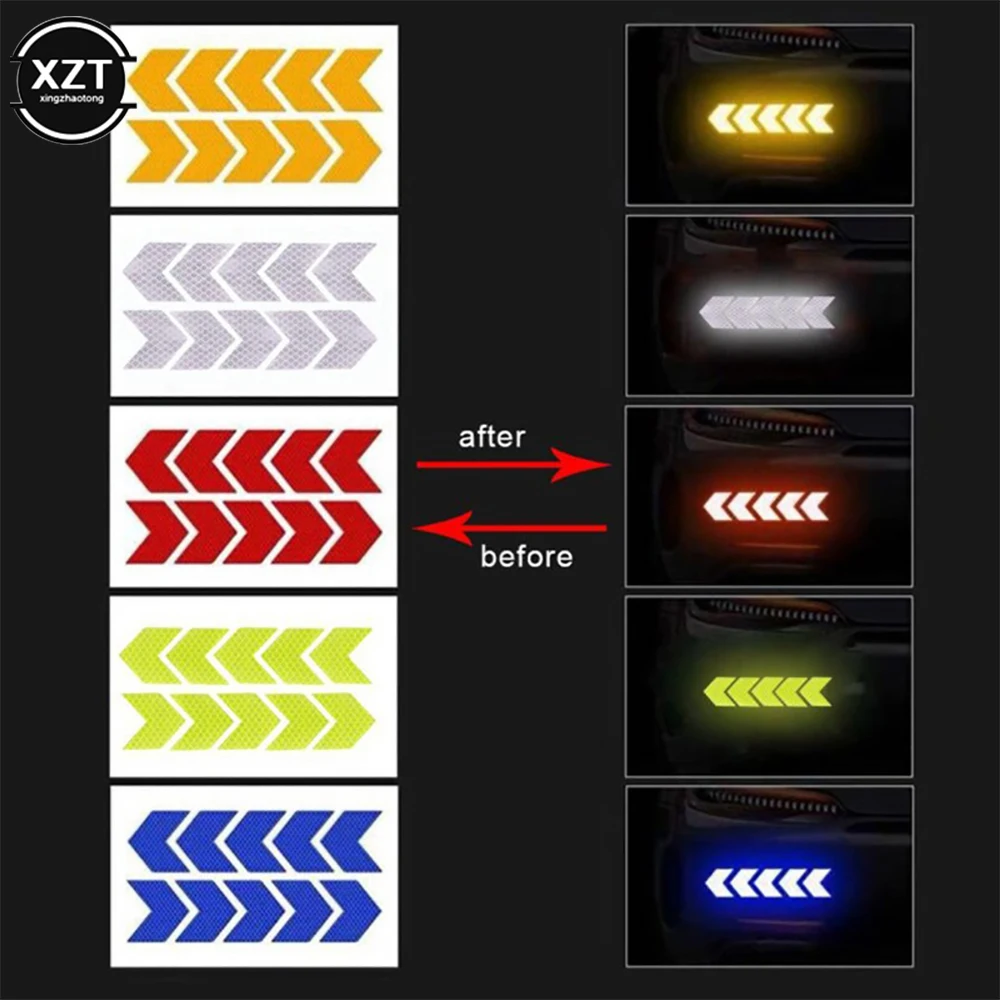 10Pcs Arrow Reflective Tape Safety Caution Warning Reflective Adhesive Tape Sticker For Truck Motorcycle Bicycle Car Styling