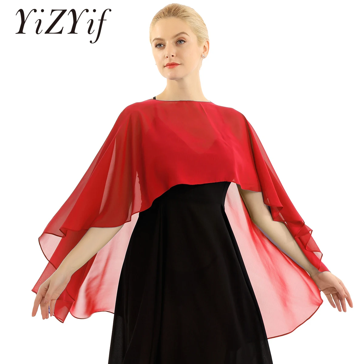 

Womens Ladies Soft Wedding Capes Wedding Jacket Wraps Chiffon Shrug Bridal Bolero Long Shawl and Wraps Evening Wedding Cover Up