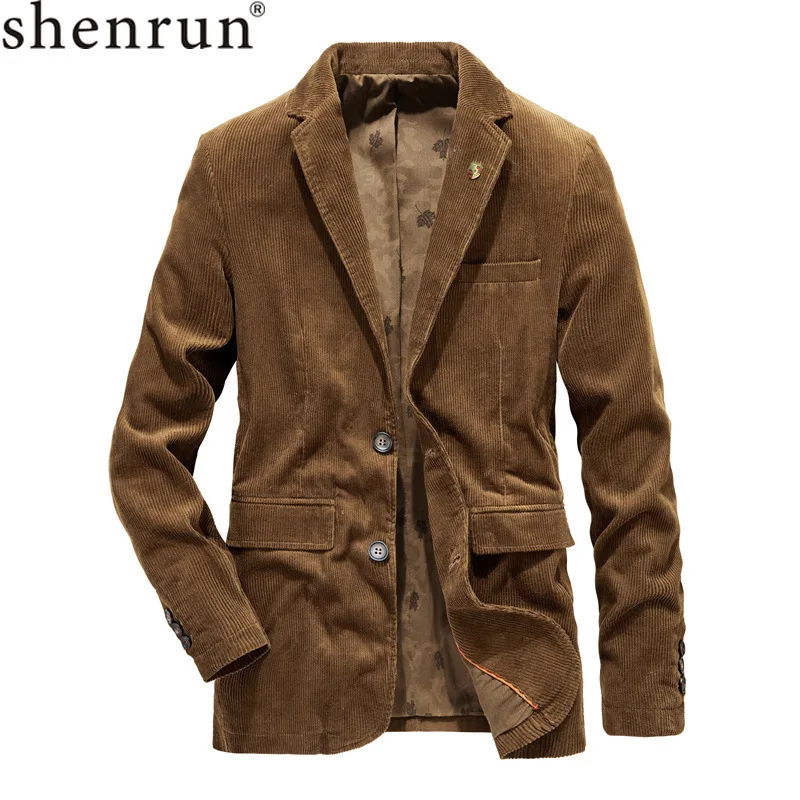 

Shenrun Men Suit Jackets Spring Autumn Loose Casual Blazers Corduroy Fashion Middle Age Daily Life Office Work Single Breasted