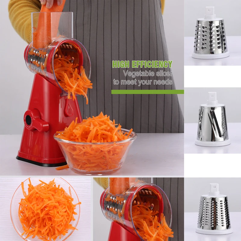 Vegetable Cutter Manual Grater Slicer with 3 PCS Stainless Steel Blades Multifunction Mandoline Slicer for Potato Carrot