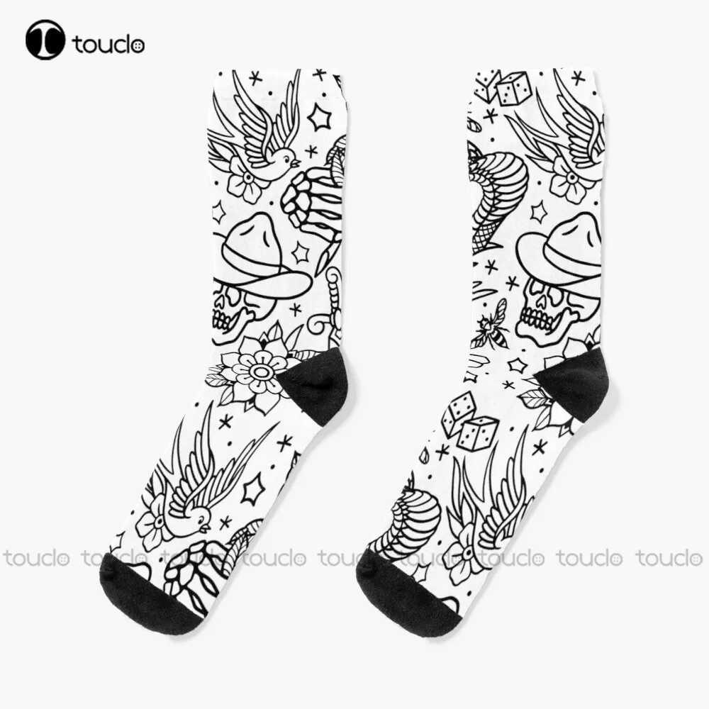 

American Traditional Tattoo Flash Print Variant Socks Volleyball Socks Christmas Gift Unisex Adult Teen Youth Socks Custom