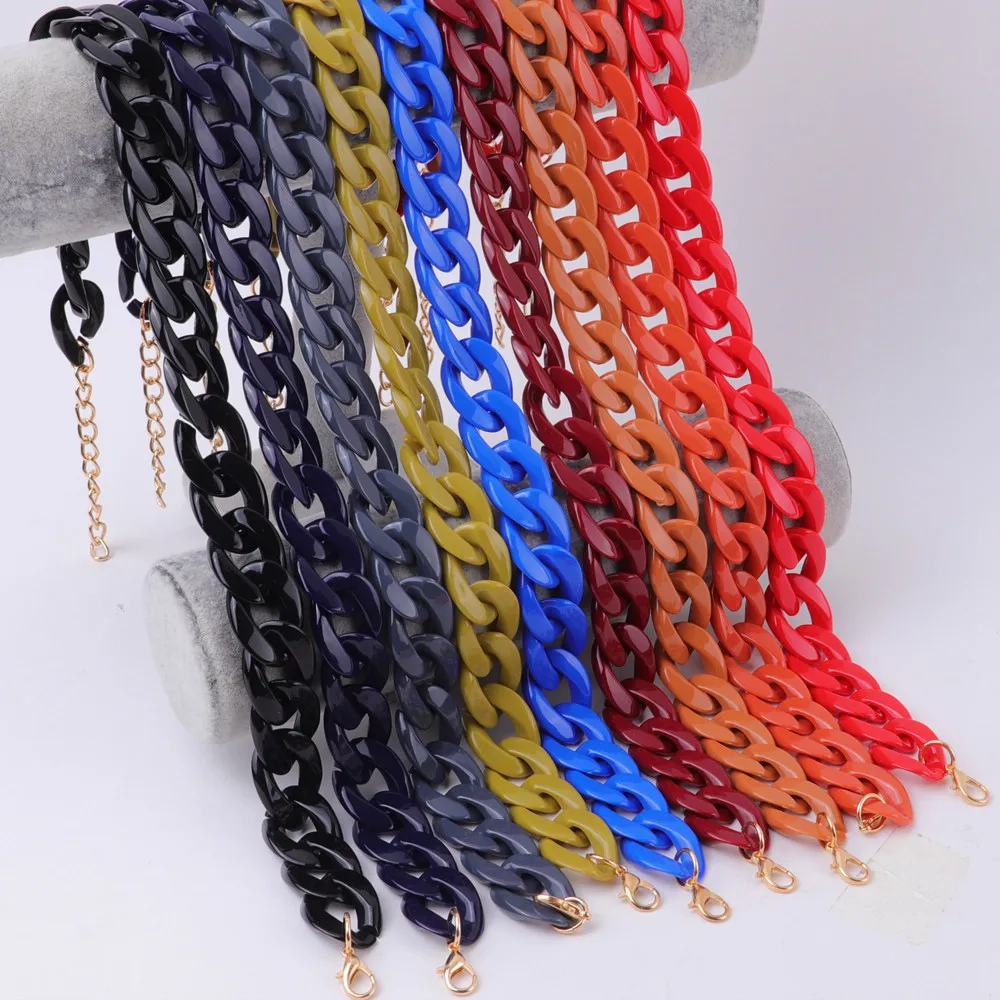 Vintage Acrylic Link Chains Necklaces For Women Men Colorful Plastic Chain Long Choker Necklace Pendants Women Punk Jewelry Gift