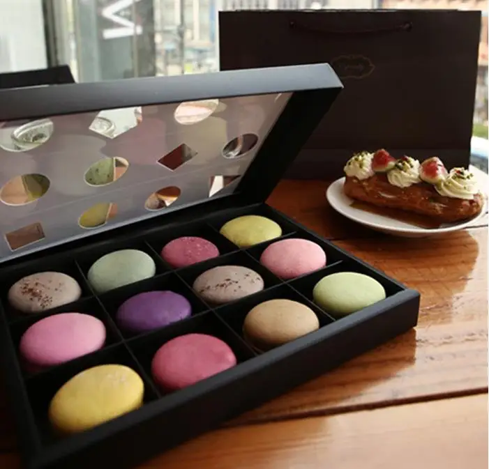 

New geometric creative design Dessert Macaron box 6/12 cavities colorful macarons pastry packaging boxes SN211