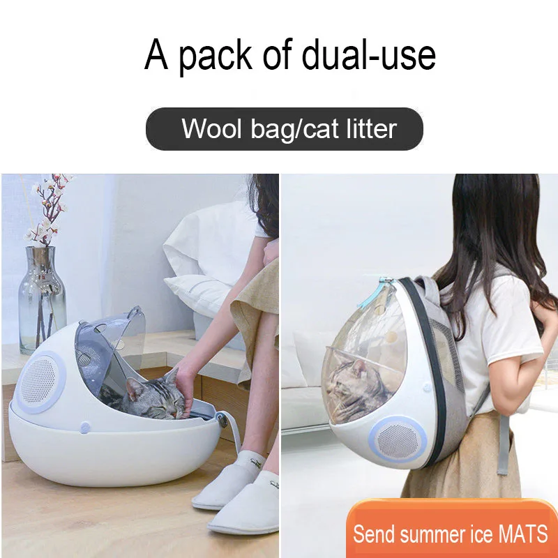 

Space Capsule Cat Nest Backpack All Seasons Pet Bag Closed Cat House Removable Washable Multi-Function One Bag for Two Purposes