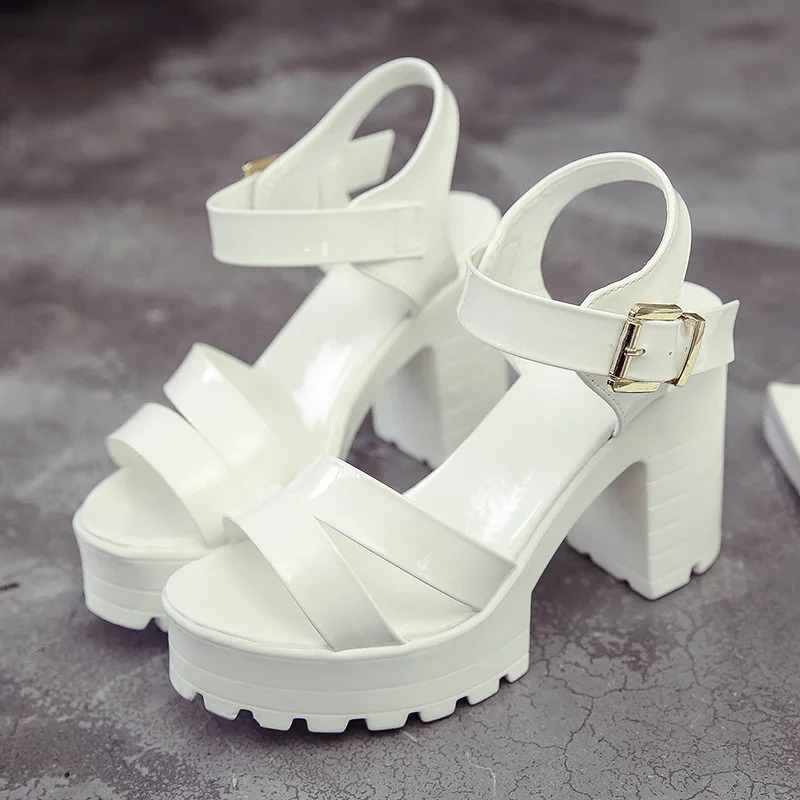 Fashion 2021 New Shoes Women Dresses For Wedge Summer PU Sandals Heeled Shoes Female Ladies White Black Size 35 36 37 38 39