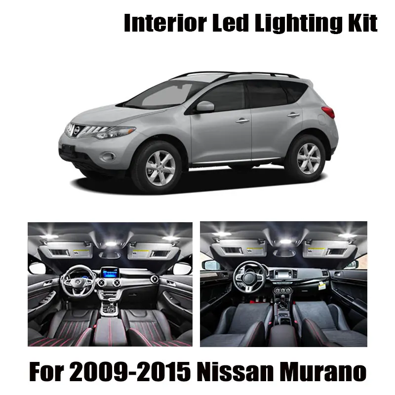 14 Bulbs White Car LED Interior Map Dome Light Kit Fit For Nissan Murano 2009-2013 2014 2015 Trunk Cargo Door License Plate Lamp