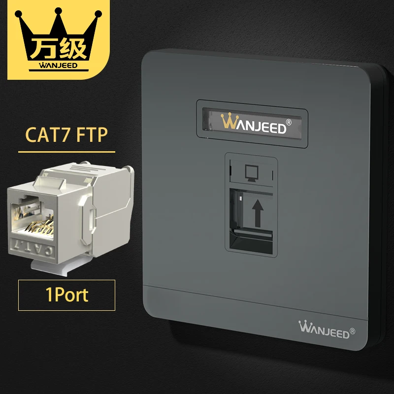 WANJEED 86x86mm Network Faceplate Wall Outlets 1Port 2Port with CAT5E CAT6 CAT7 CAT8 keystone Jack Ethernet Modular Wallplate