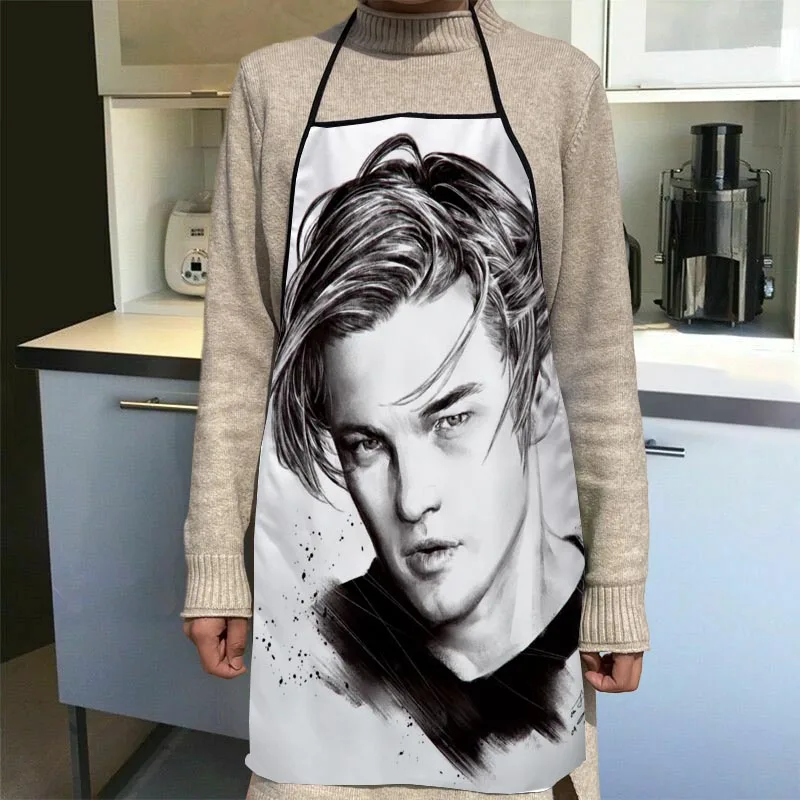 Leonardo DiCaprio Aprons Home Coffee Shop Cleaning Aprons Anti-Dirty Kitchen Accessories For Men Women 50x75cm,68x95cm Funy Gift