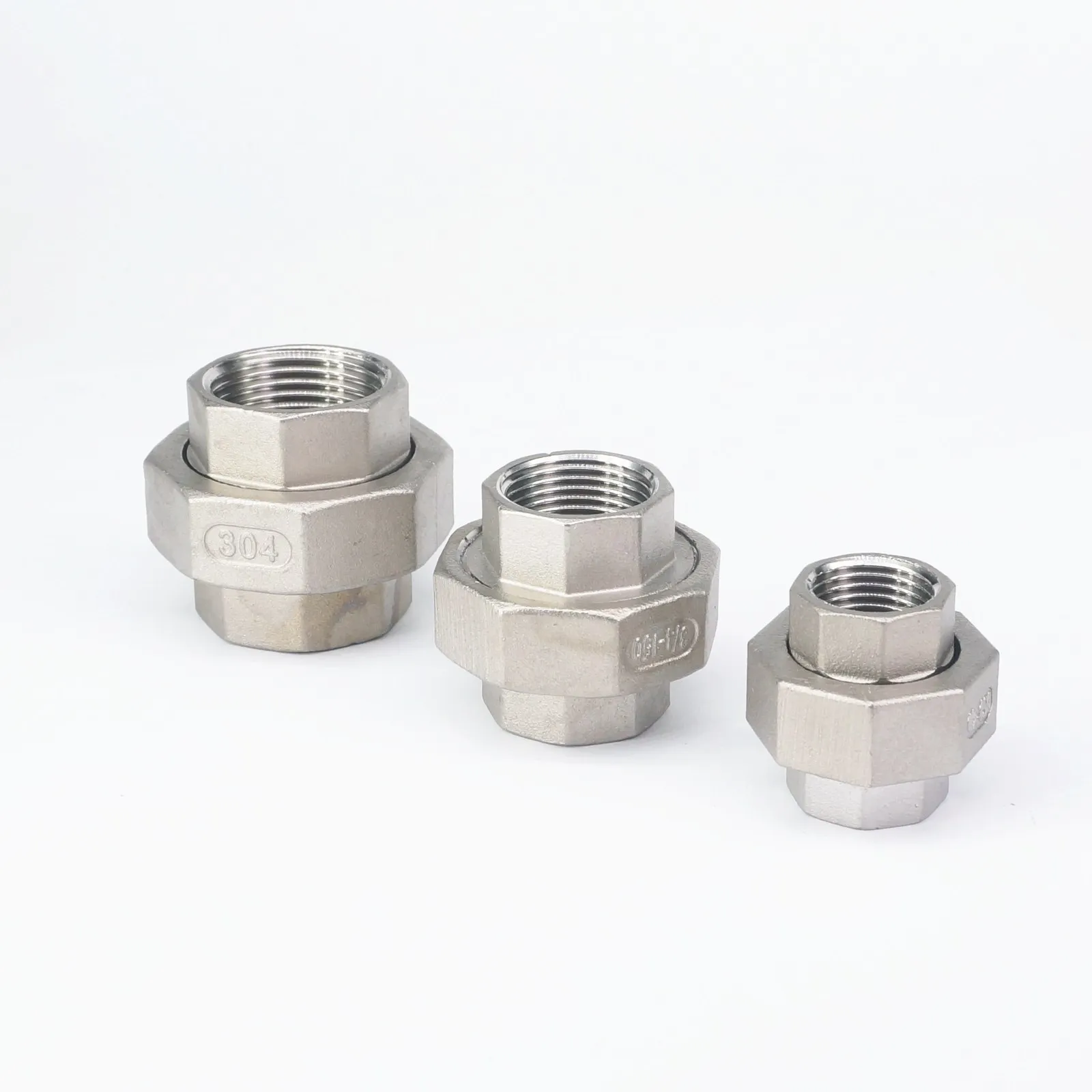 

1/8" 1/4" 3/8" 1/2" 3/4" 1" BSP Female Thread 304 Stainless Socket Union Set Pipe Fitting Connector