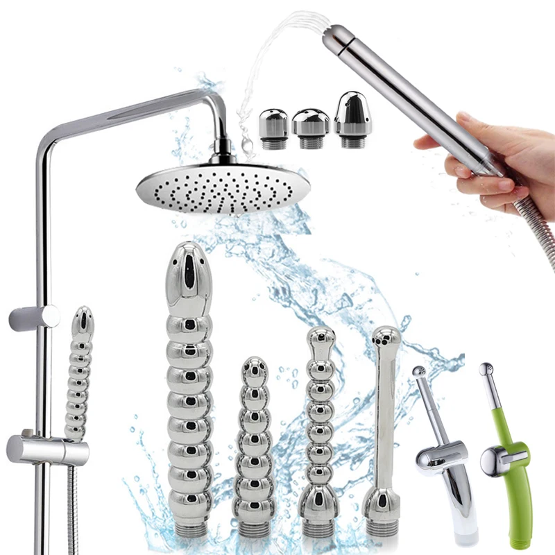 Metal Anal Douche Cleaner Shower Enema Bidet Faucets Vaginal Washing Nozzle Head Butt Plug Anus Dilator Sex Tools For Men Women