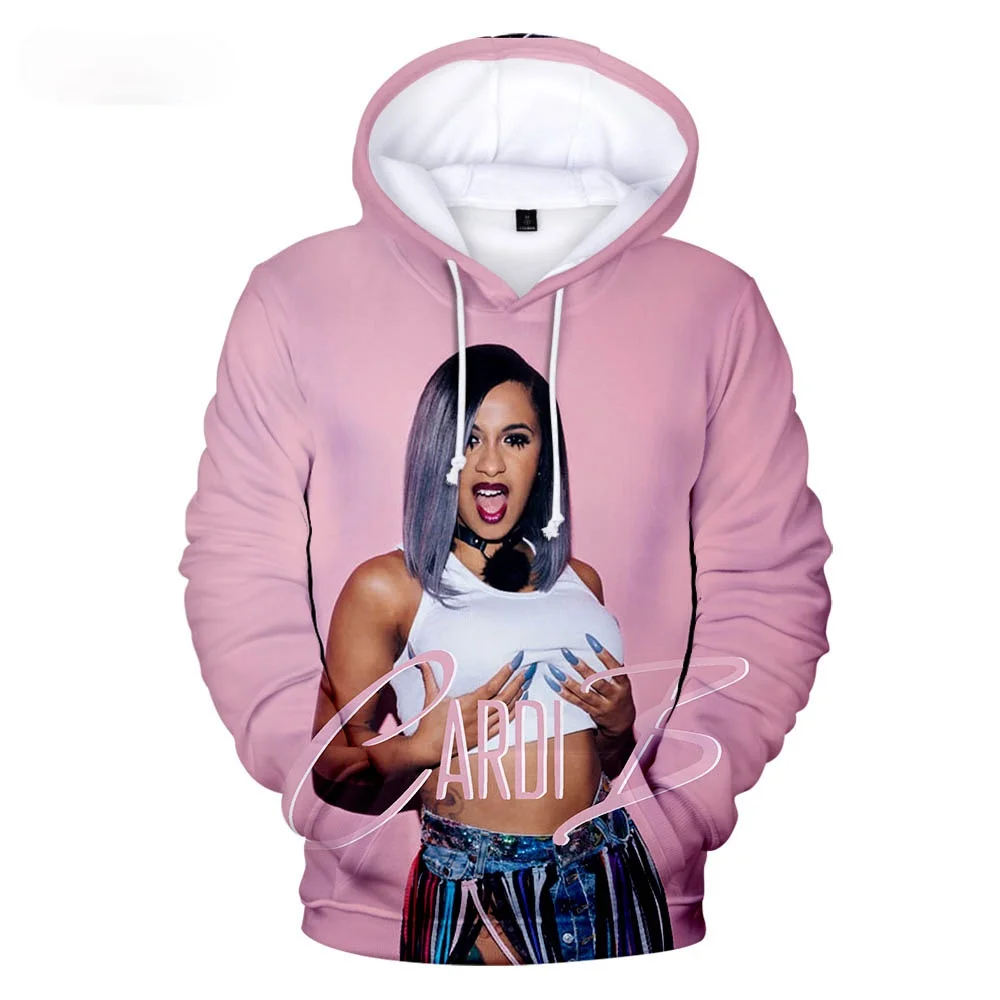 3D Cardi B Hoodies Men/Women Fashion Hoodie Sweatshirt Spring Hooded Rapper Cardi B Sexy Polluvers Singer Pink Design