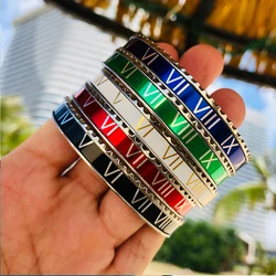 Zalman Men's Bangles Luxury Watch Accessories Matching Stainless Steel Roman Numeral Cuff Bracelet