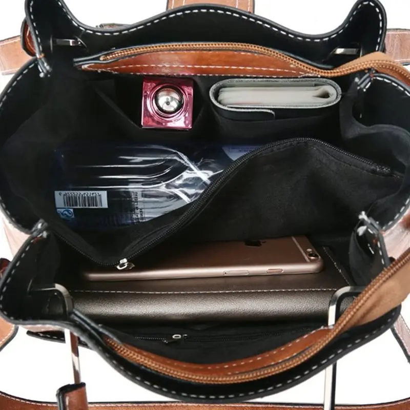 Our shop hot style women\'s bag 2021 new oil leather iron thick thread bucket bag one shoulder cross-slung handbag S7
