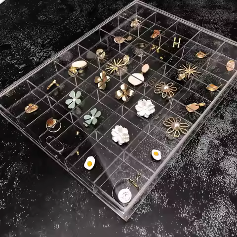 6/12/24/30 Grid Acrylic Display Box For Jewelry Storage, Clear Dustproof Earrings Ring Hair Accessories Display Organizer