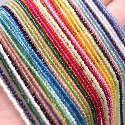 Wholesale 2mm 195pcs Small Beads Faceted Crystal Glass Beads Round Loose Beads For Jewelry Making DIY Bracelet Material Strand