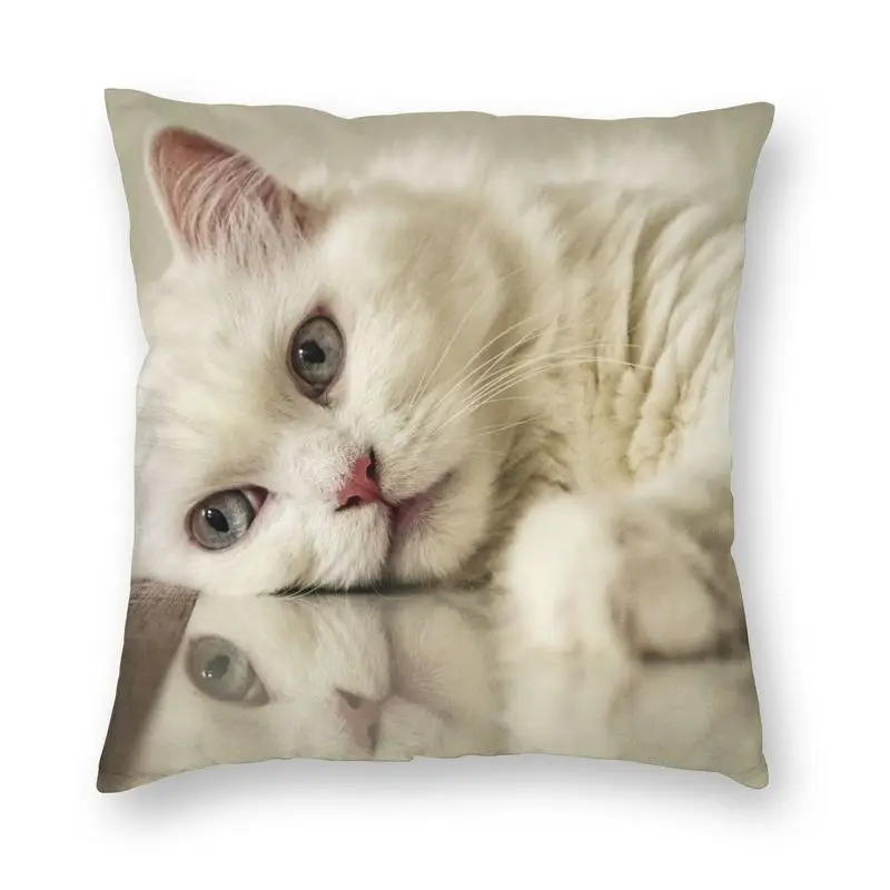 Soft Creamy The Cat Throw Pillow Cover Decoration Custom Persian Cat Cushion Cover 45x45 Pillowcover for Living Room