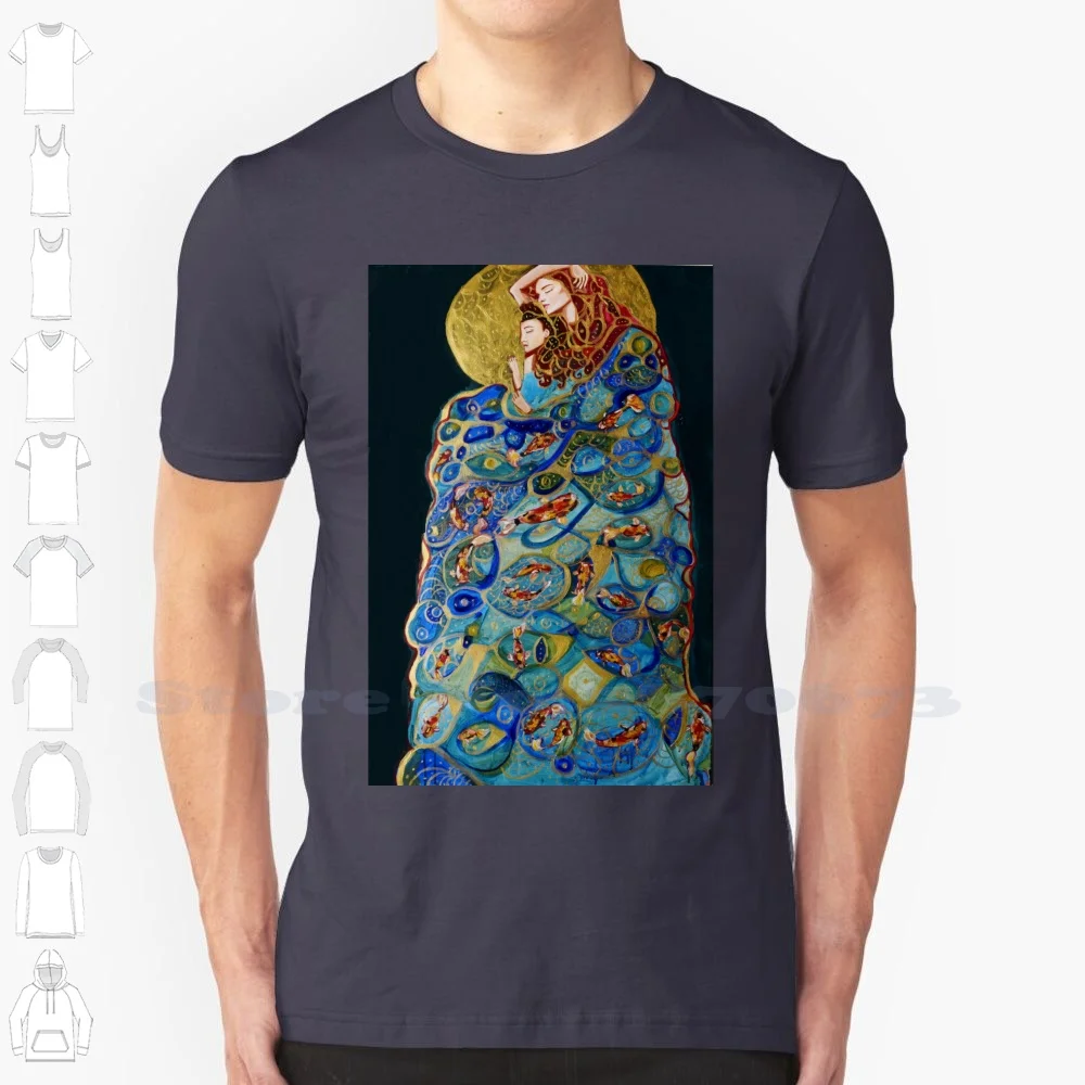 Mother And Child Art 100% Pure Cotton T-Shirt Mother And Child Motherhood Art Art Koi Fish Abstract Art