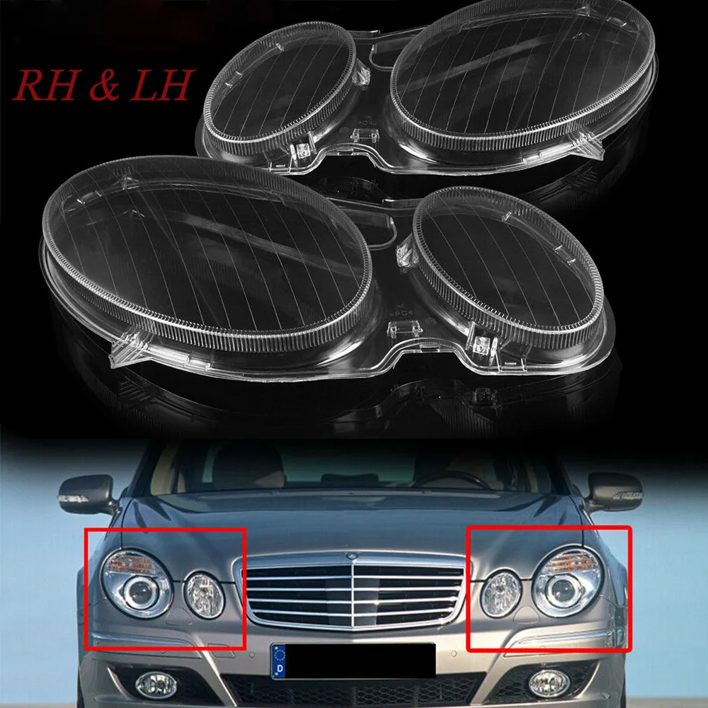 

For 2002-2008 Mercedes E Class W211 E240 E200 E350 E280 E300 Pair Headlight Headlamp Lens Cove