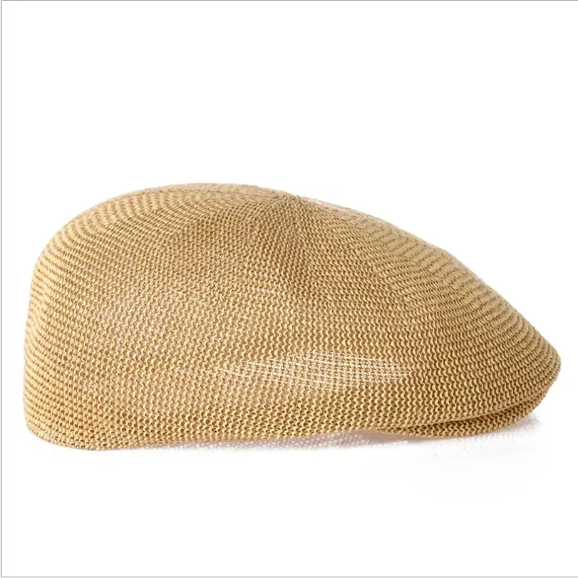 Men Summer Straw Sun Hat Newsboy Caps Breathable Male Beret Flat Cap Unisex Peaky Blinder Mesh Dad Hats