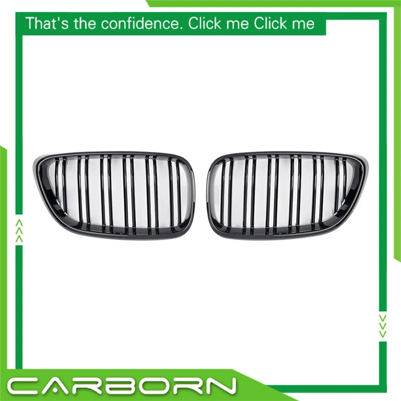

2014+ Double Slats Gloss Black/Matt /Chrome ABS Front Grille For BMW 2 Series F22 Grill