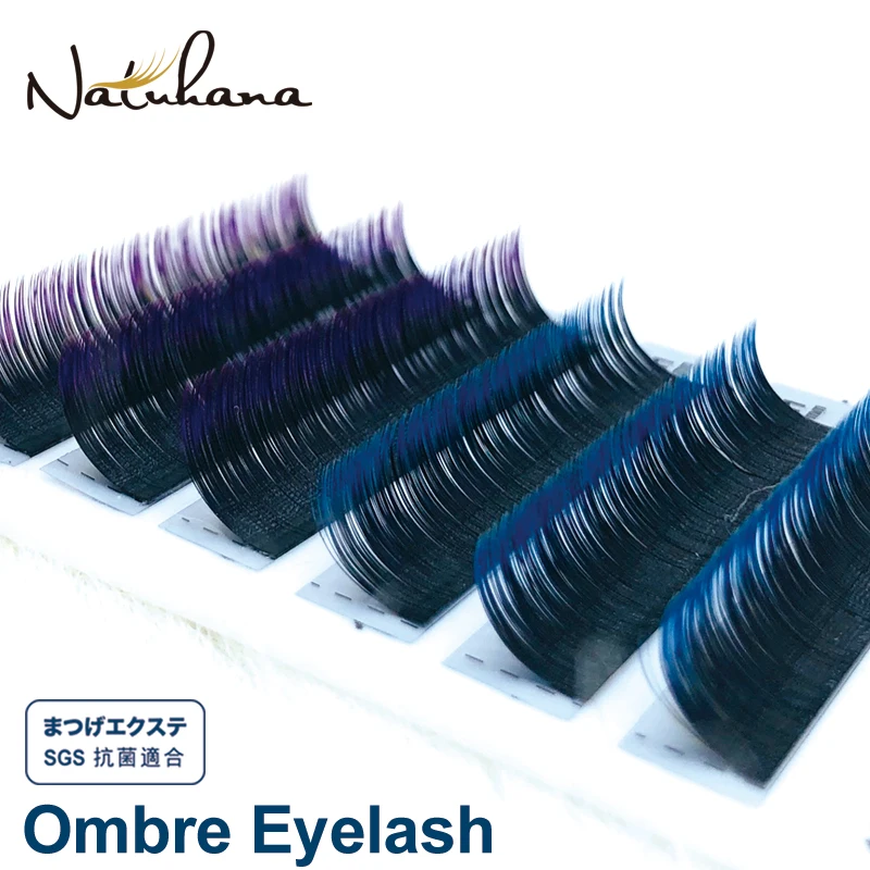 Ombre Green Red Brown Blue Purple Color Eyelash Extension Individual Faux Mink Eyelashes Gradient False Lashes for Makeup Tool