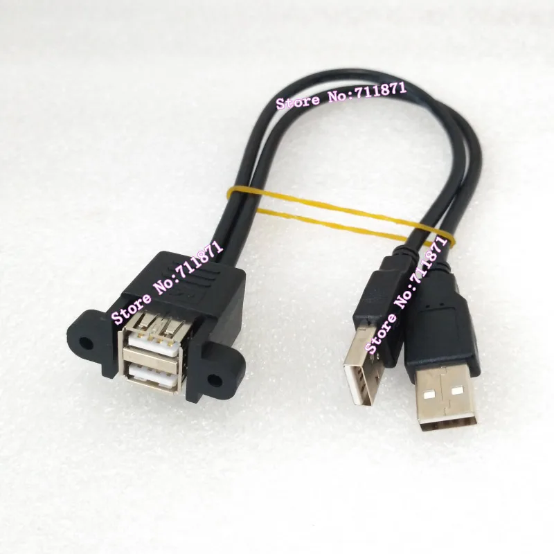 Double Usb2.0 Male Female Screw fixed Cable Double Male to 2 two Female Usb 2.0 Usb2 cable Line Screw fixed Use Line wire cord