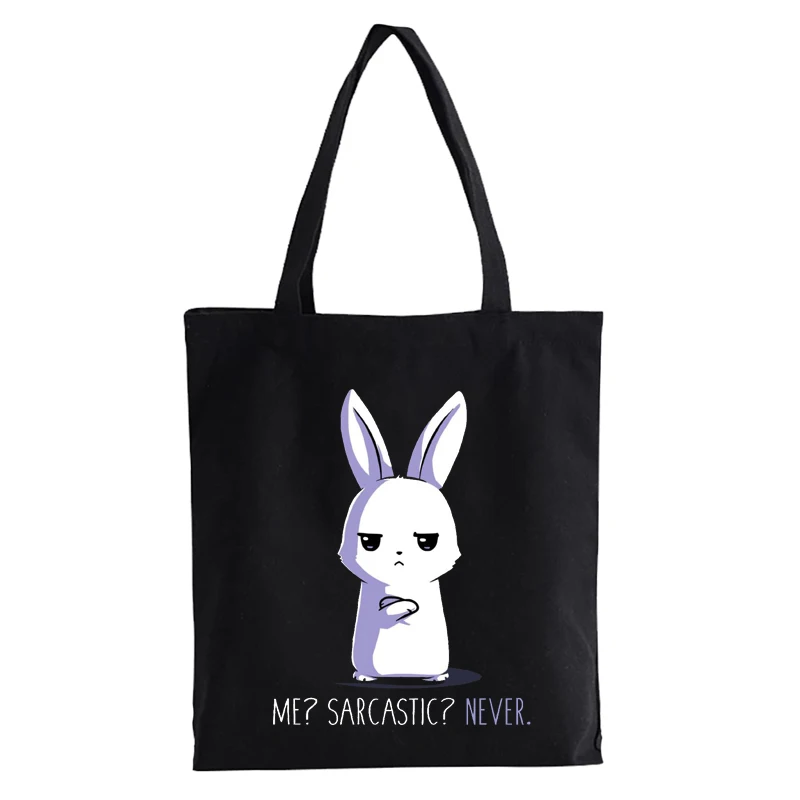 MICH SARCASTIC NIE Brief Drucken Unisex Shopper tasche Harajuku Jugendliche studenten Schulter tasche Große kapazität umwelt leinwand tasche