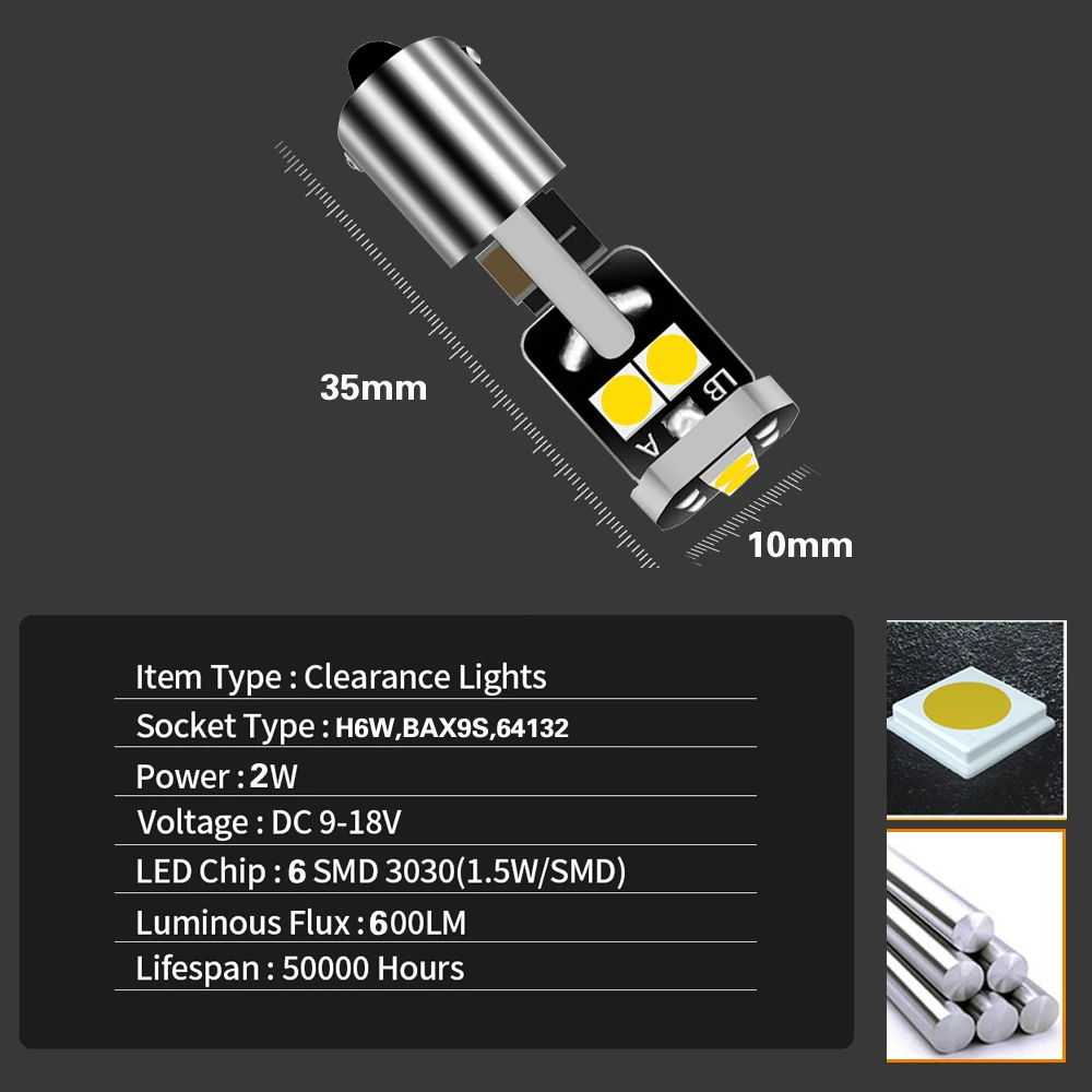 2 pçs led luz de folga lâmpada de estacionamento h6w bau9s 64132 canbus sem erro para alfa romeo 147 2000-2004 156 166 gt