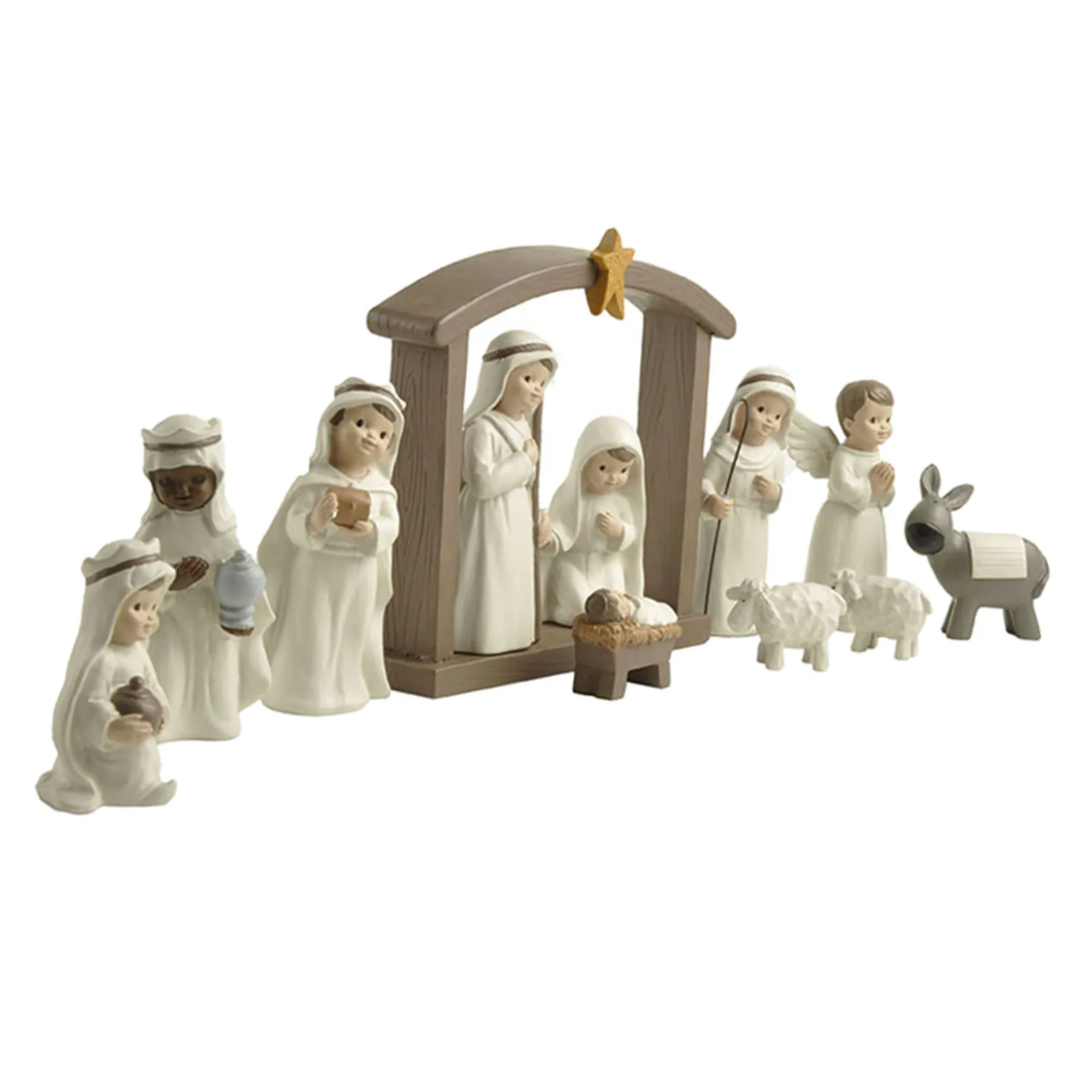 Christmas Nativity Scene Statue for Home Office Bookshelf TV Stand Decoration Resin Sculpture Crafts Religious Gift