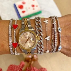 Fashion Sliver Charm Crystal Bracelet For Women Luxury Brand Tennis Bracelet Bangle Cubic Zirconia Bracelet Femme Jewelry 2025