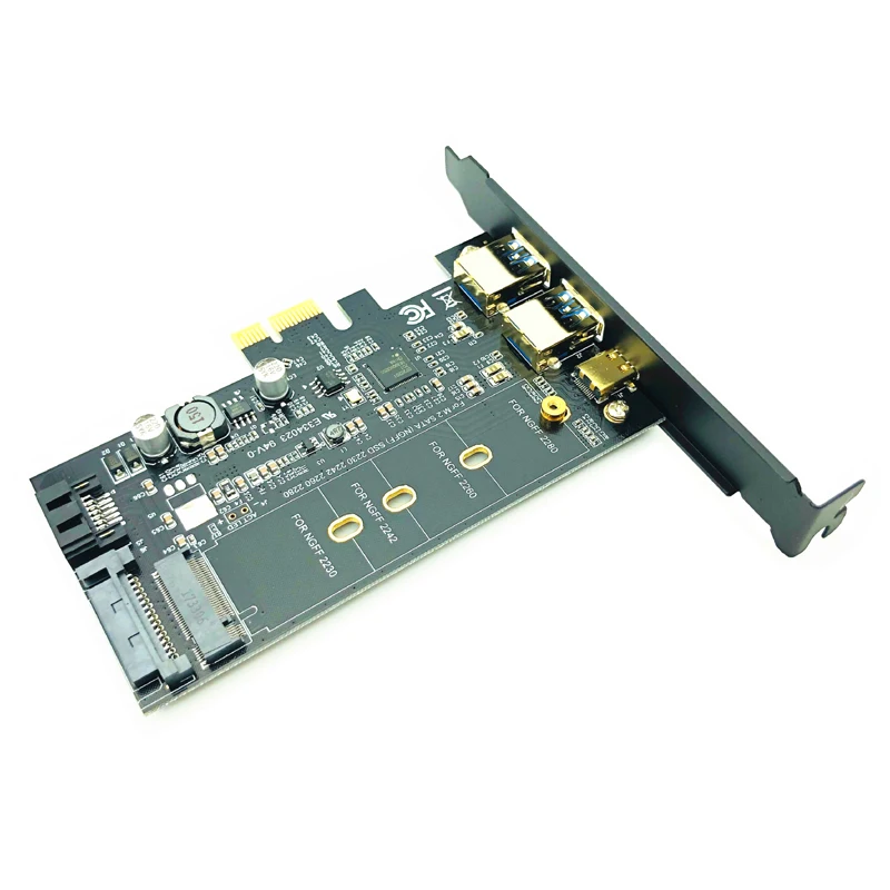 Adaptador PCIe Dual USB3.0 1 Tipo de porta-c M.2 M2 Chave B para PCI-e SSD SATA 3.0 Controlador de Conversor cartão Para 2280 2260 2242 2230 NGFF