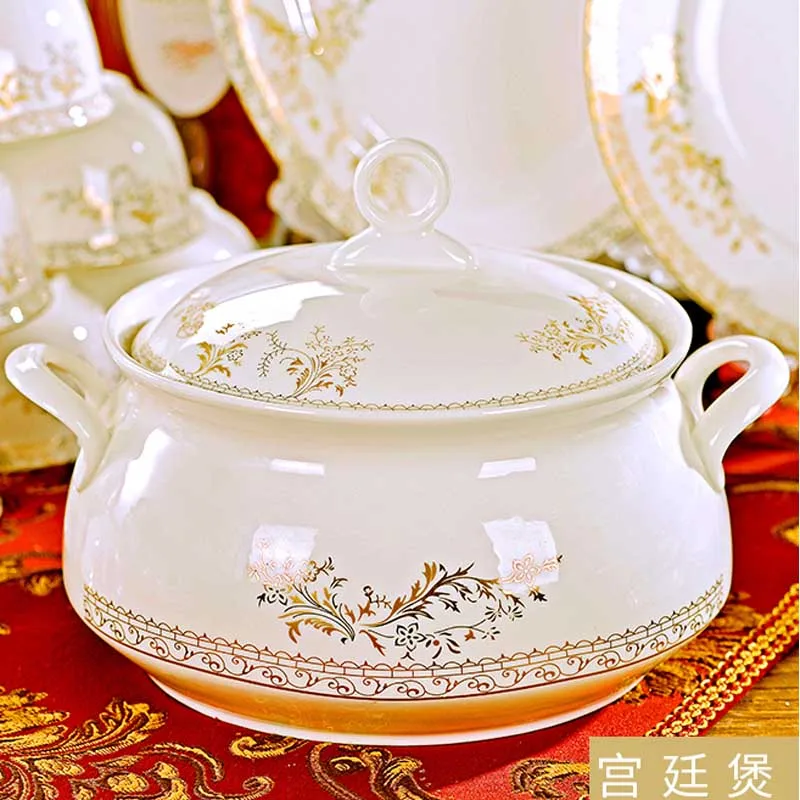 60 Heads jingdezhen ceramics chinese dishes dish set Tableware посуда Soup Bowl Salad Noodles Bowl Plate Dinnerware Sets