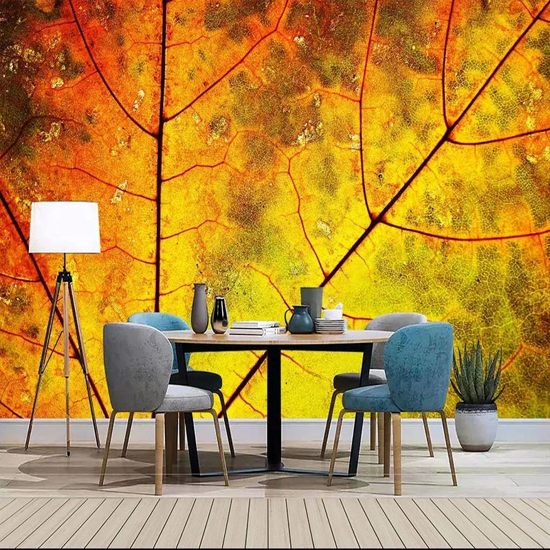 Custom Mural Wallpaper 3D Retro Leaf Pattern TV Home Decor Wall Sticker Self-Adhesive Background Frescoe Papel De Parede