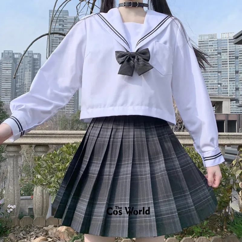 [Charcoal Grey] Girl's Summer High Waist Pleated Skirts Plaid Skirts Women Dress For JK School Uniform Students Cloths